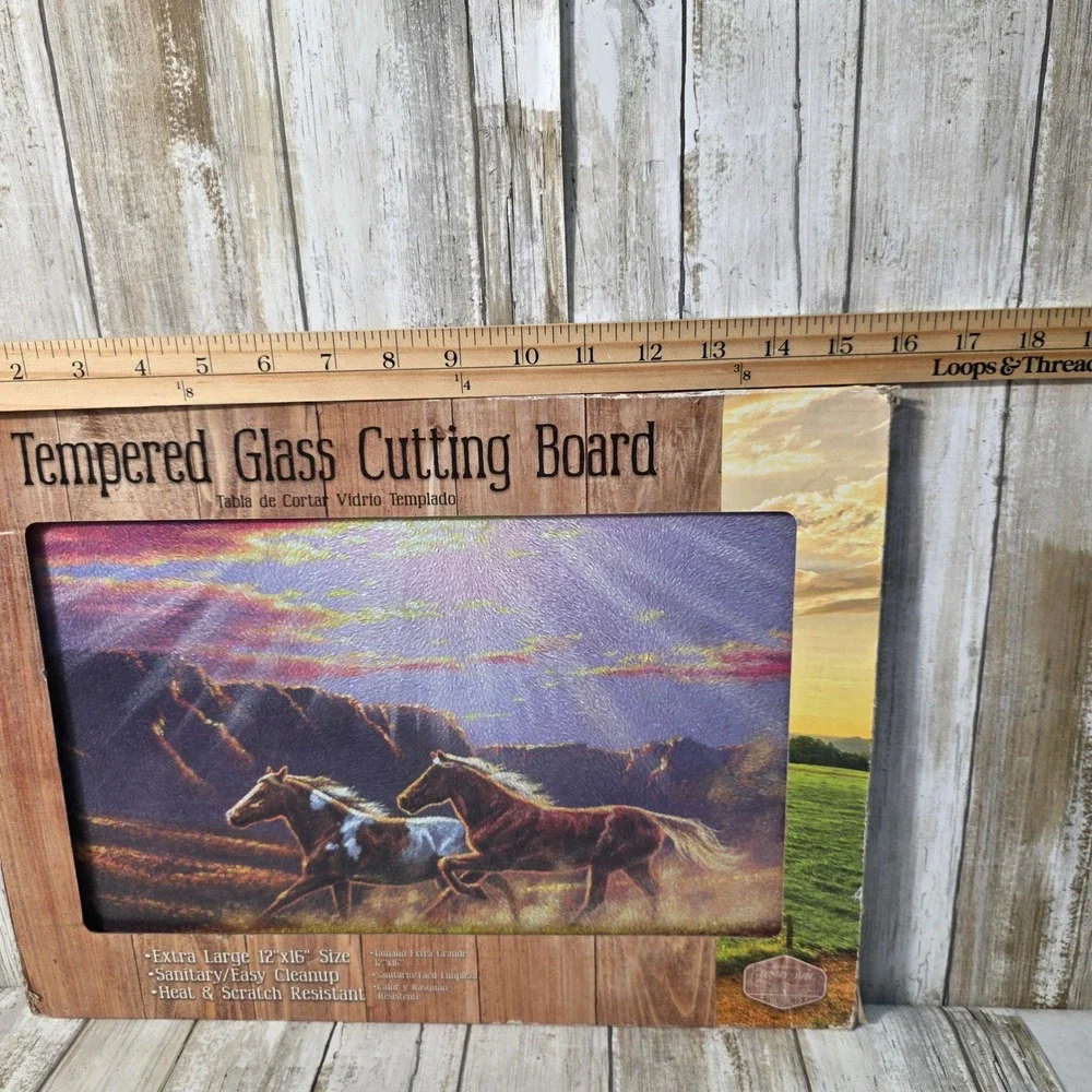 Country Side Products Horse Tempered Glass Cutting Board 12x16 Sunset 40131 NEW